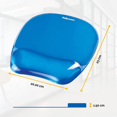 Fellowes - Tapis de souris avec repose-poignet Crystals Gel bleu