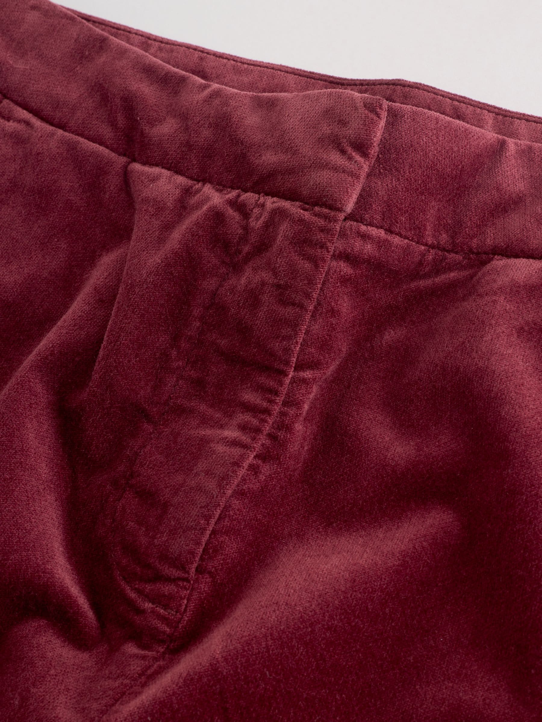 Bordeauxrood - Velvet Straight Leg Trousers