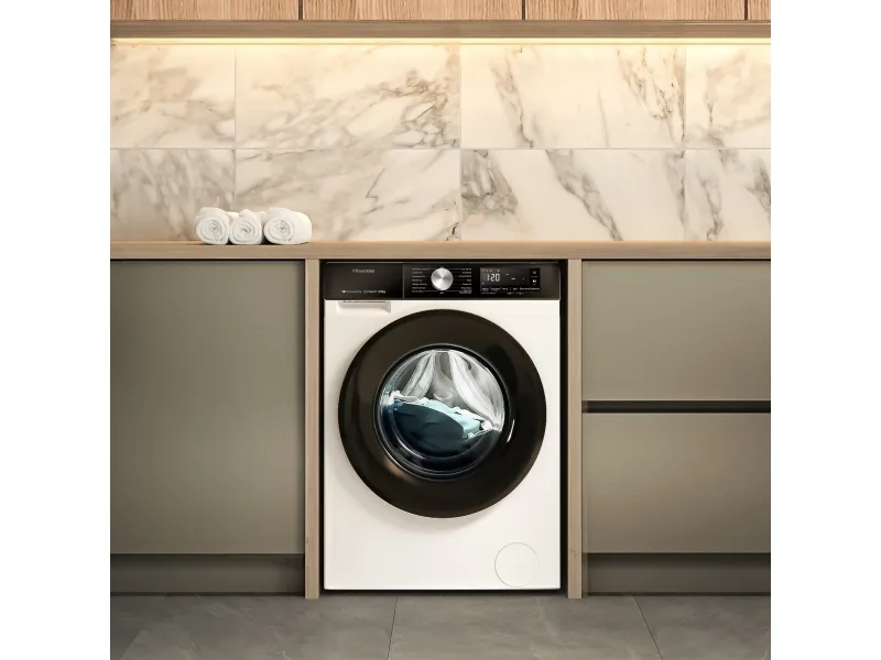 Hisense WD3S8043BW3 - Vaske-/ tørremaskine - Wi-Fi - bredde: 59.5 cm - dybde: 51 cm - højde: 84.5 cm - frontbetjening - 54 liter - 8 kg - 1400 rpm - hvid