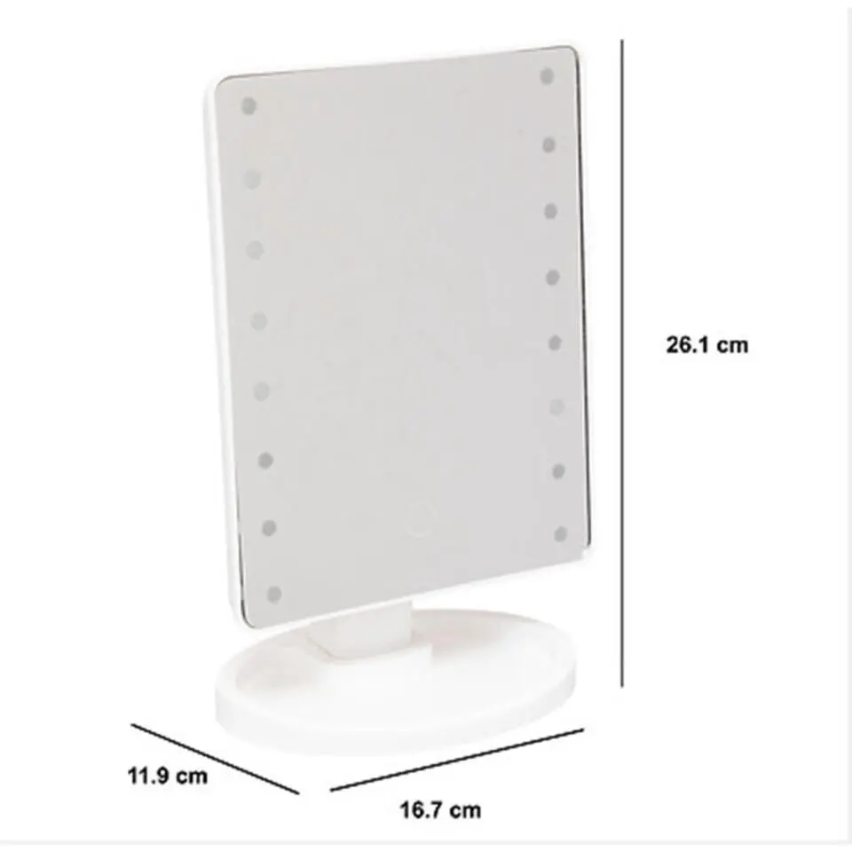 Make-up spiegel Vegas - met LED lampjes - kunststof - 16 x 28 cm