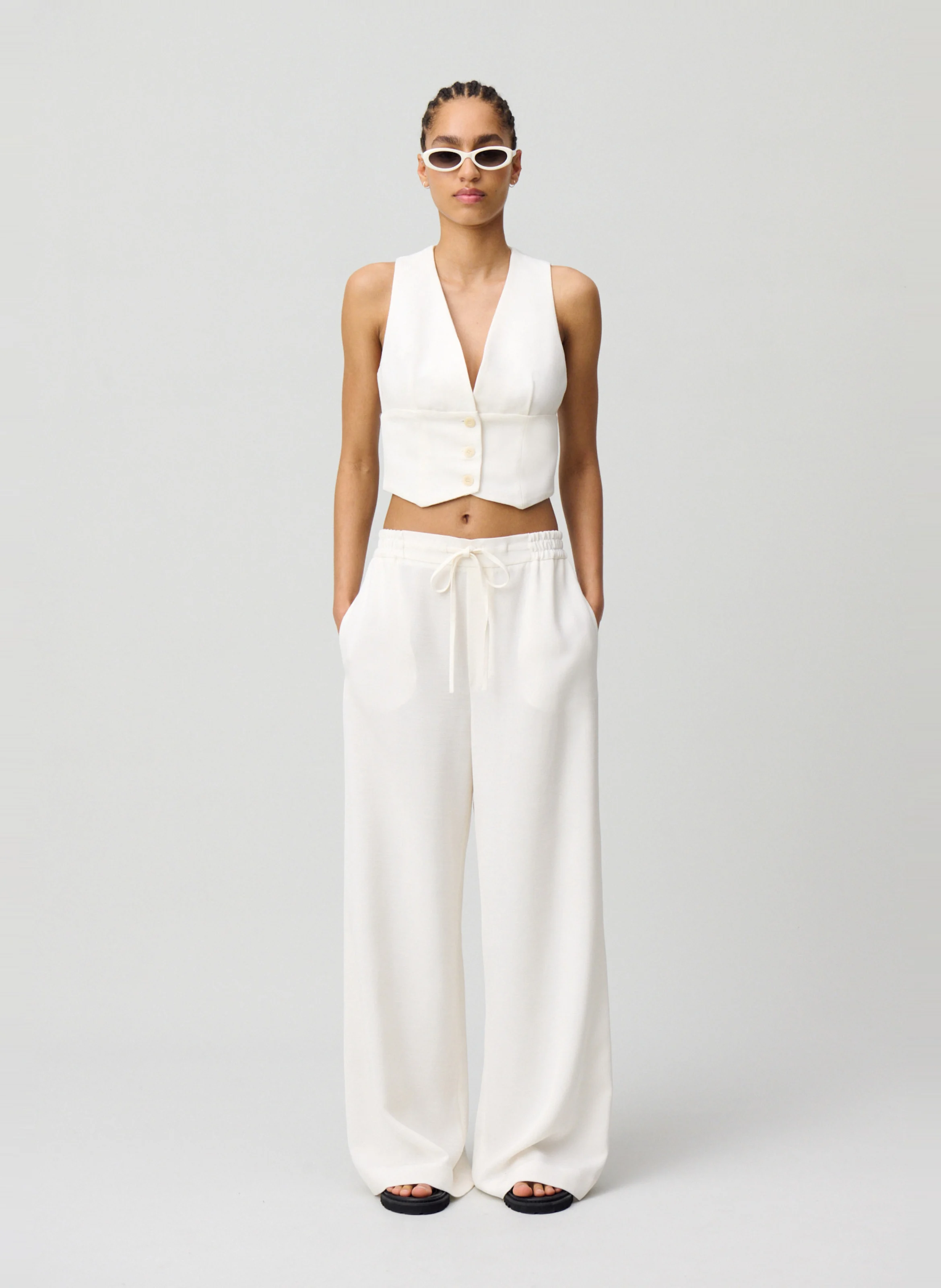 Top veston boutonné | Blanc