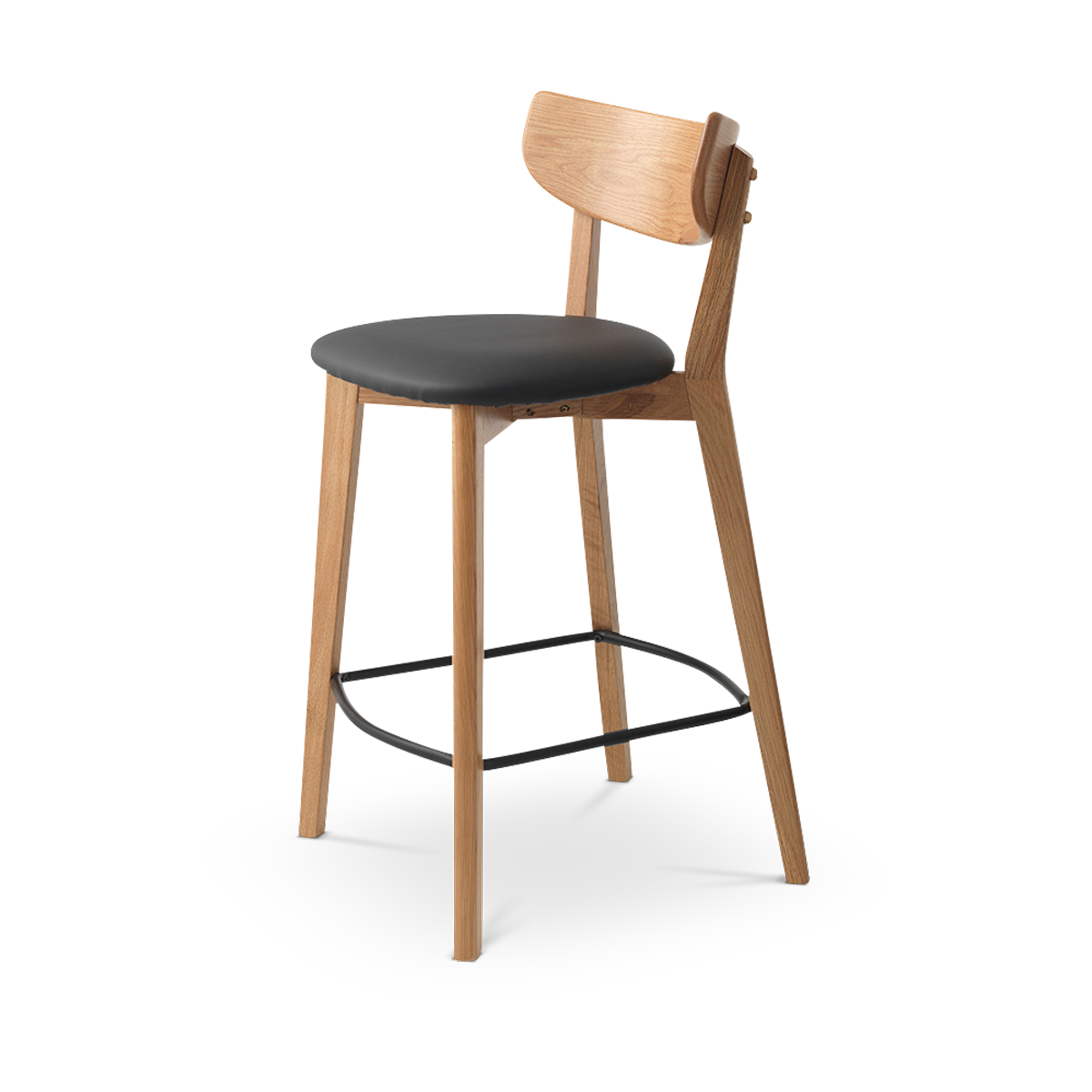 Barkruk Jack hout met kunstleer - 67 cm Naturel