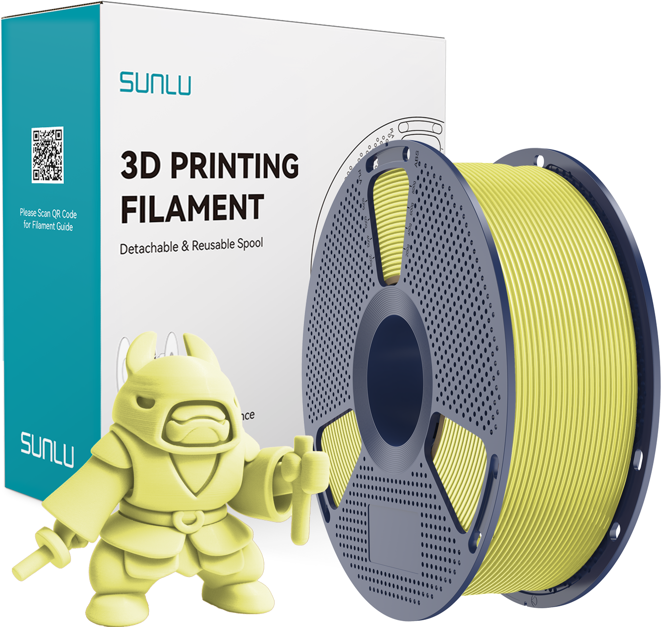 SUNLU  PLA Meta Yellow, 1,75 mm / 1000 g    Modifiziertes PLA Material für den High Speed Druck