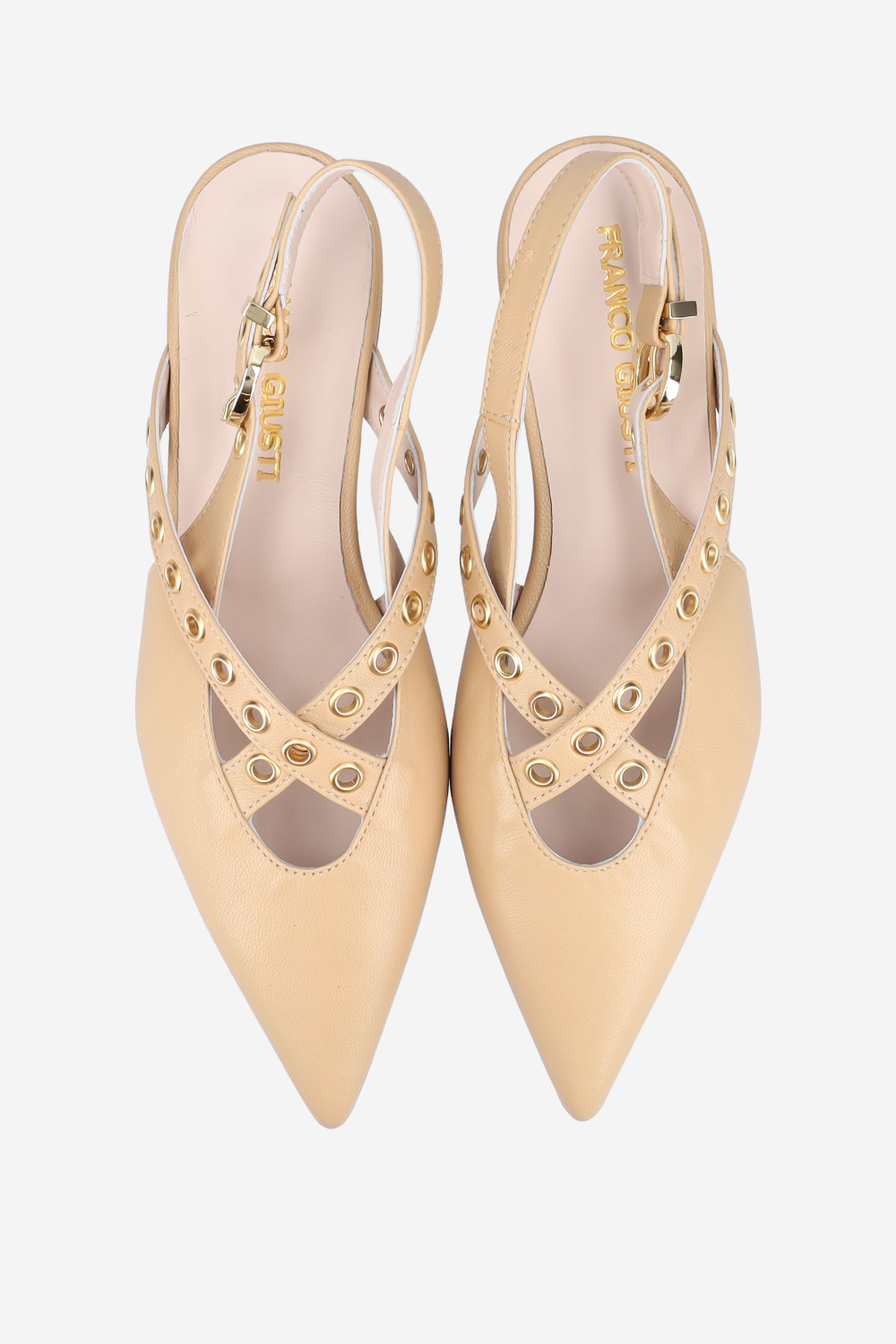 Eyelets leather slingbacks