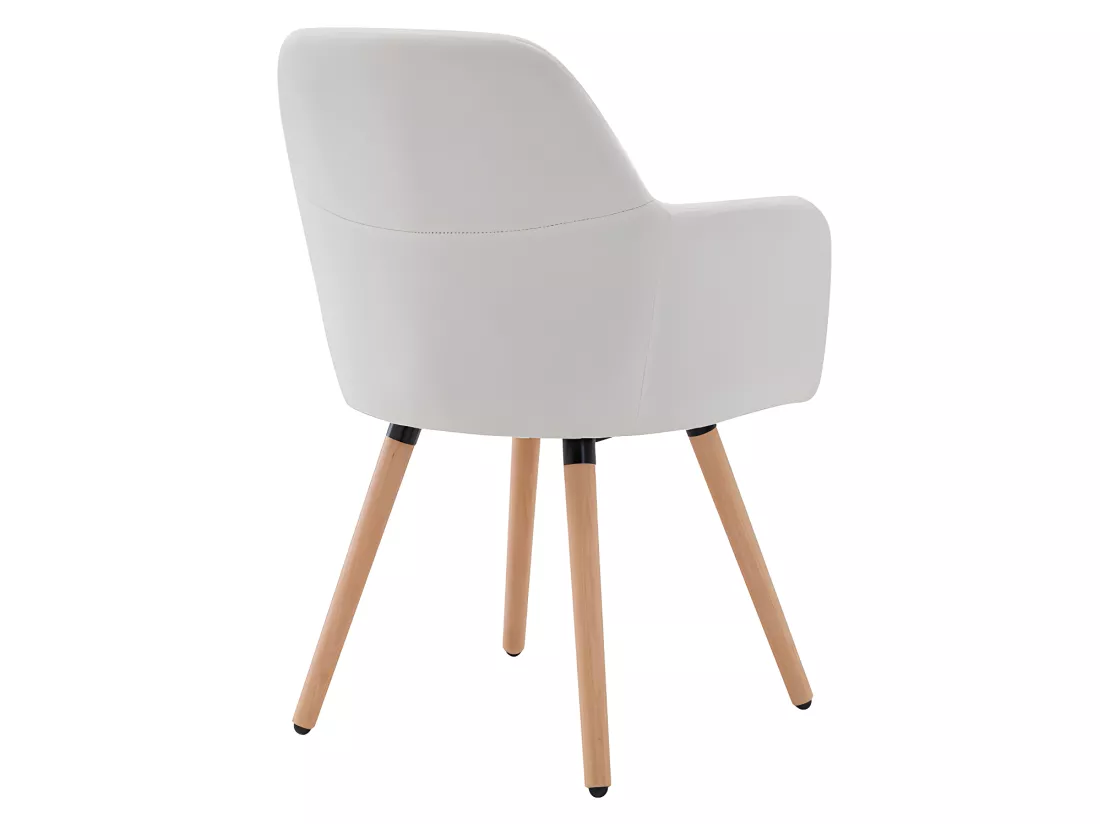 Lot de 2 chaises avec accoudoirs - Tissu et métal effet bois - Crème - ELEANA