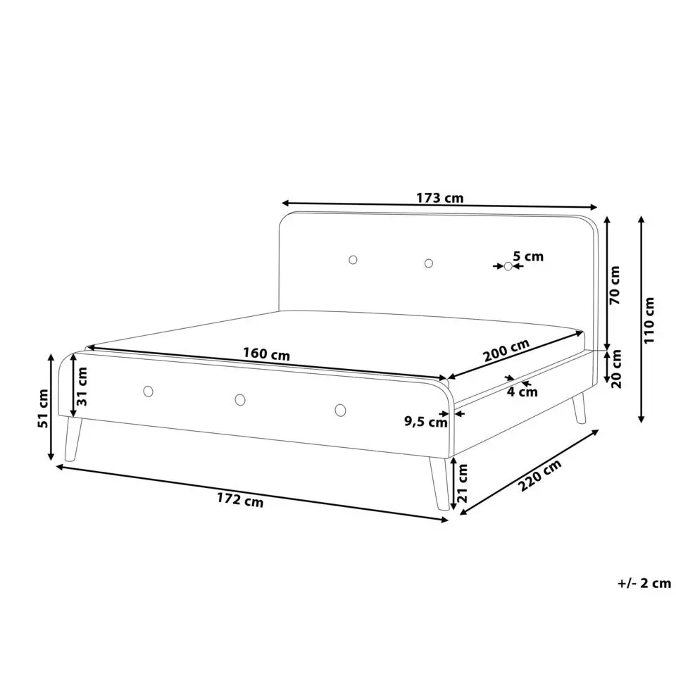 RENNES - Tweepersoonsbed - Grijs - 160 x 200 cm - Polyester