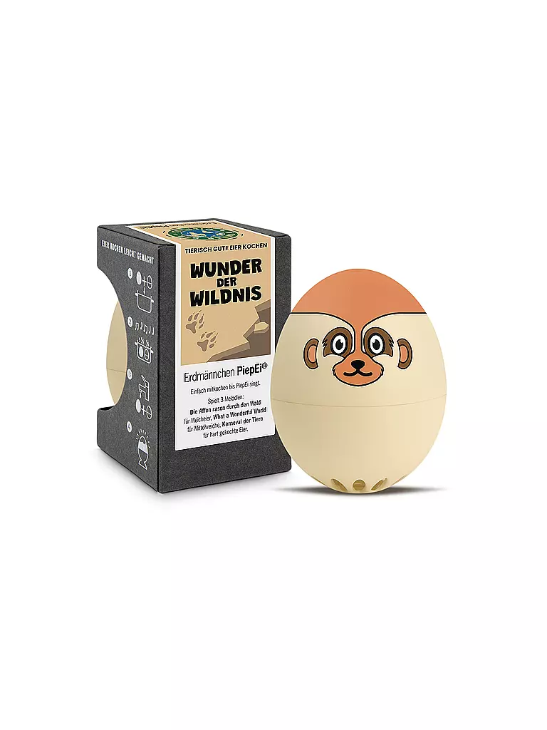 BRAINSTREAM Küchentimer - PiepiEi Wunder der Wildnis 3 Härtegrade Erdmännchen  beige