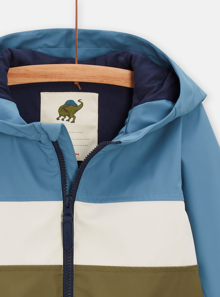 Veste imperméable à capuche colorblock pour garçon