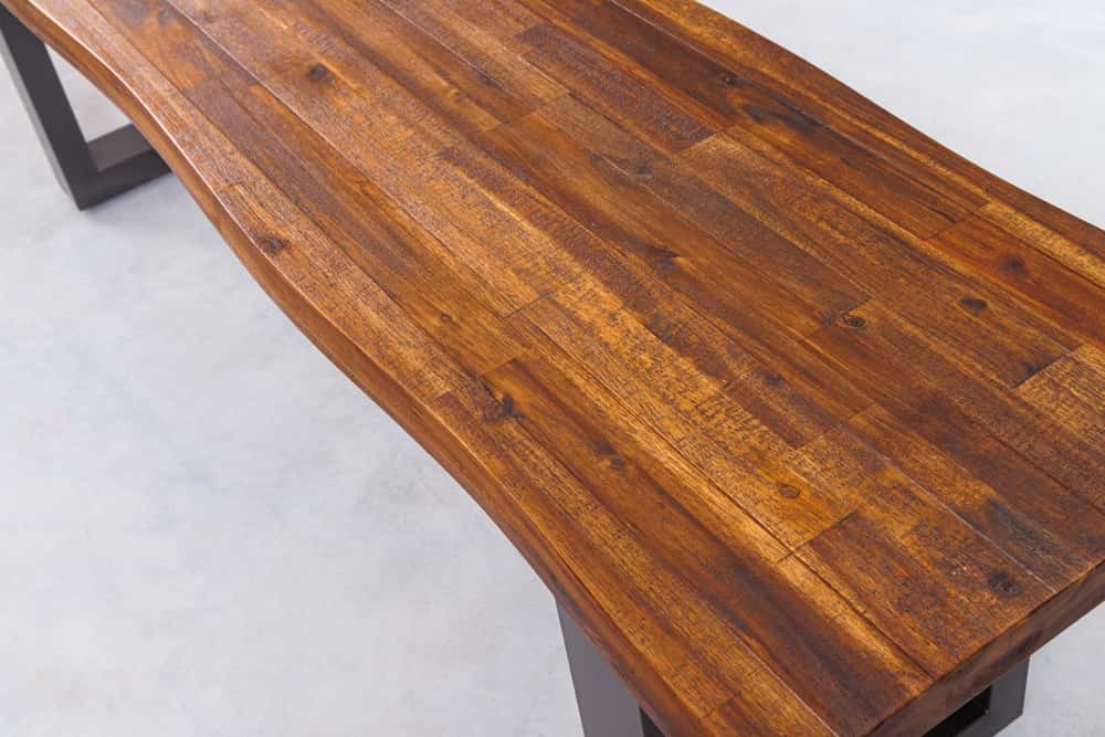 Industrial Baumstamm Sitzbank GENESIS 160cm Akazie Massivholz Kufengestell