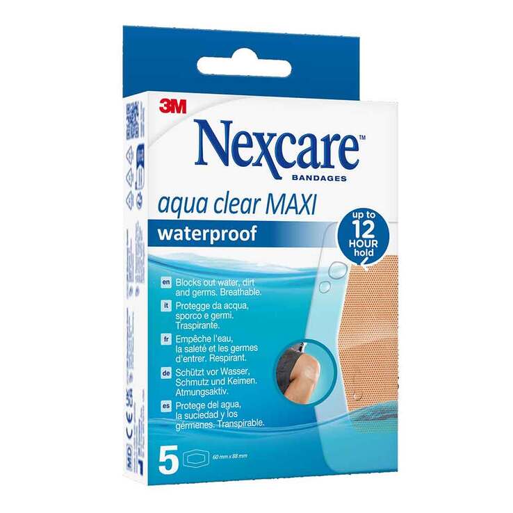 Nexcare Aqua Clear maxi waterproof 6x8,8 cm, 5 St