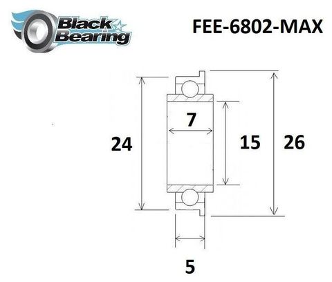 Roulement Max - Blackbearing - 6802-FE 2rs - 15 x 24/26 x 5/7 mm