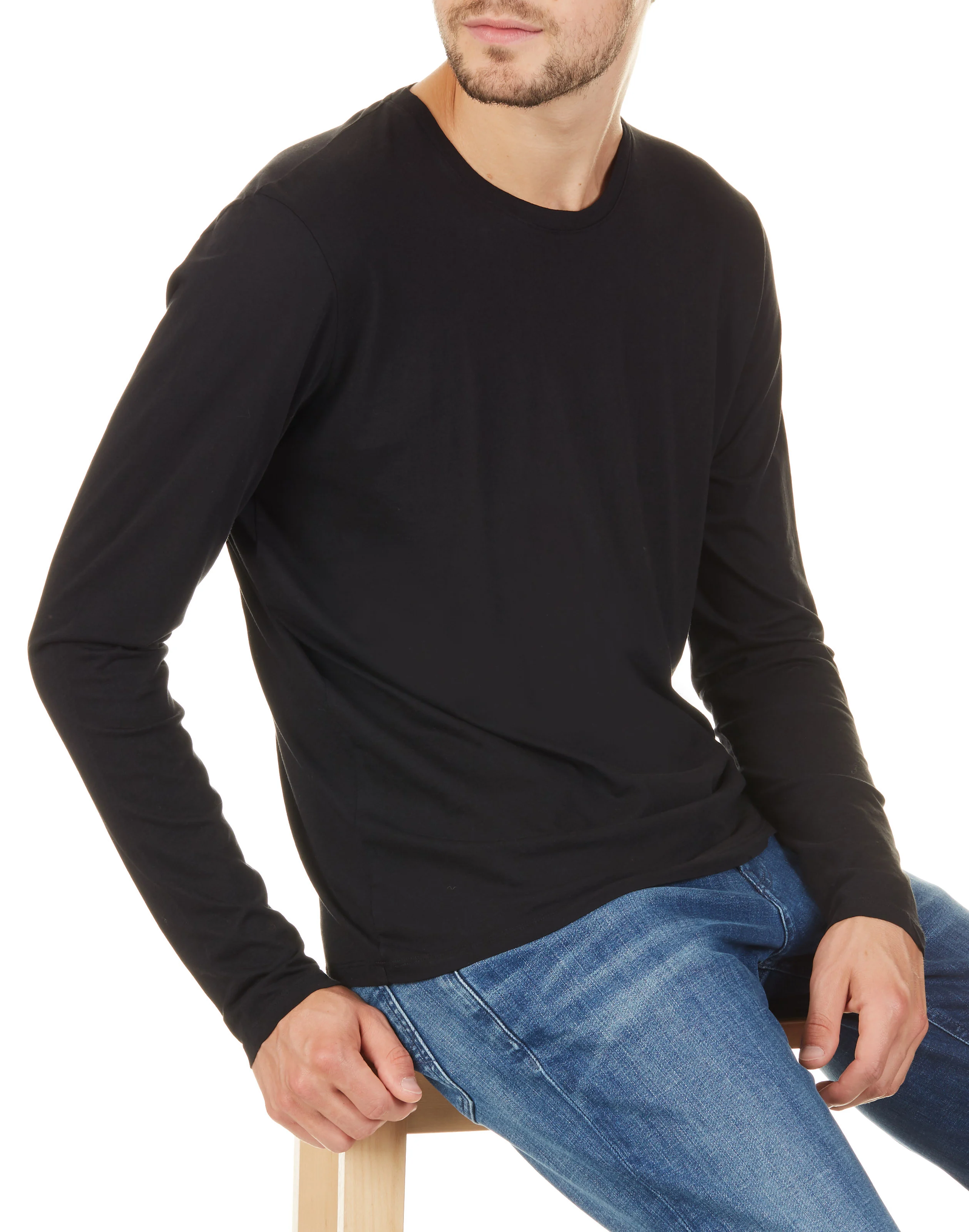 DECATUR - Tee-shirt col rond regular-fit en coton | Noir