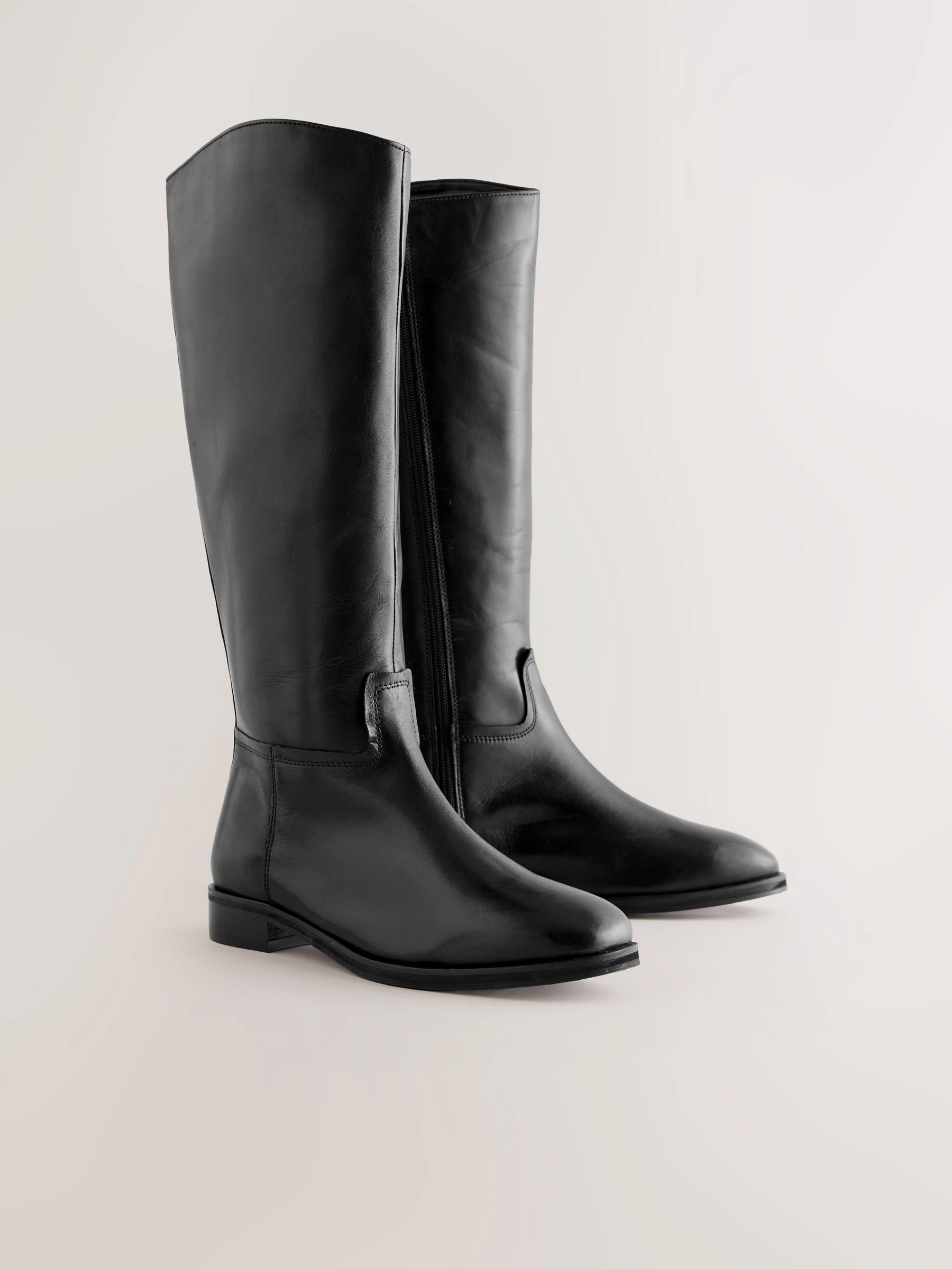 Zwart leer - Forever Comfort® platte rijlaarzen