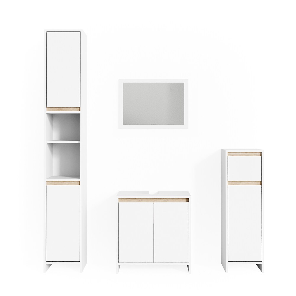 VICCO Badmöbel Set EMMA Weiß Sonoma Eiche Spiegel Unterschrank Hochschrank Midi