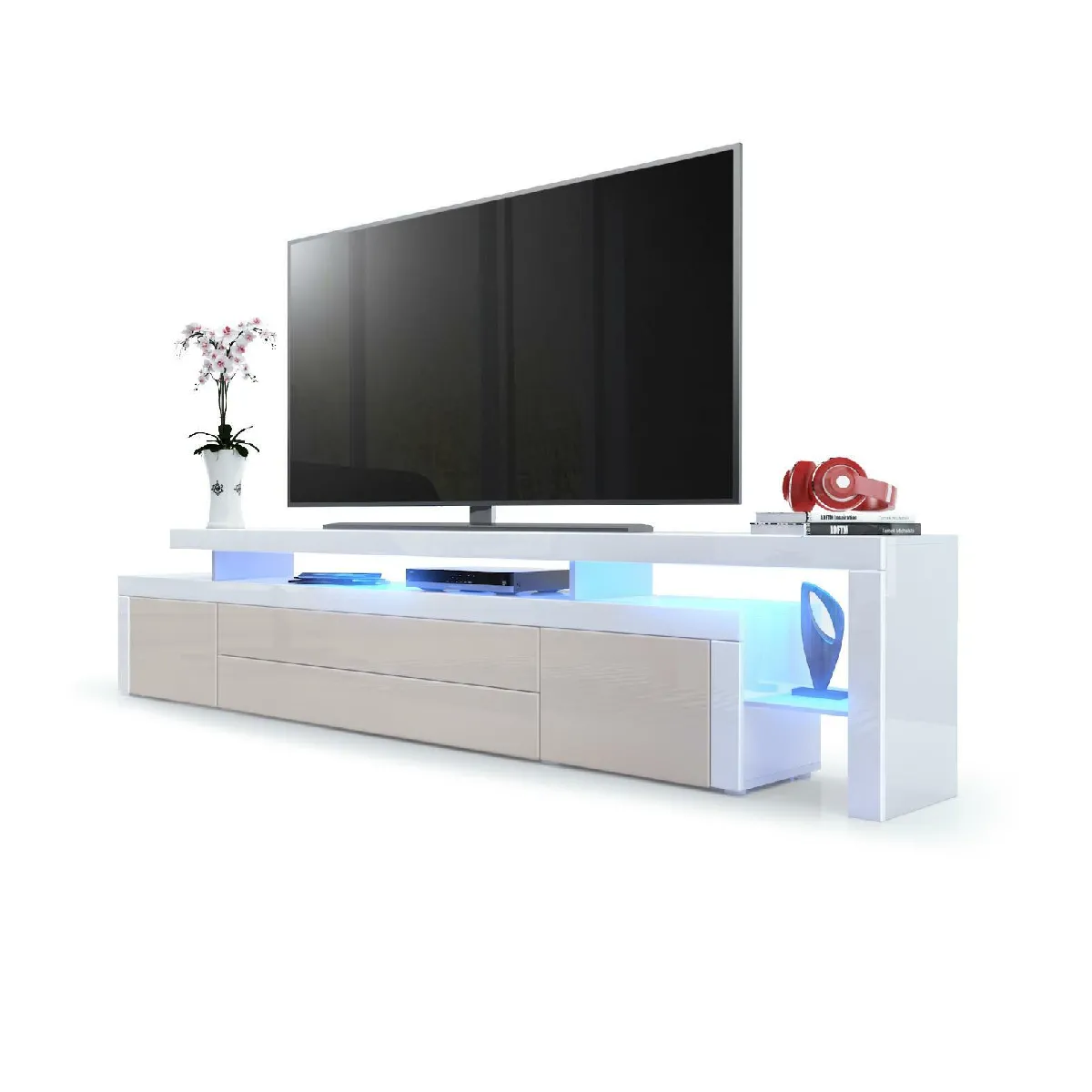 MPC Meuble TV Blanc/Sable avec LED