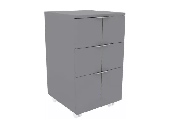 Caisson Roulant 3 Tiroirs Gris Mat 4 Roulettes L 36 H 64 P 36 cm
