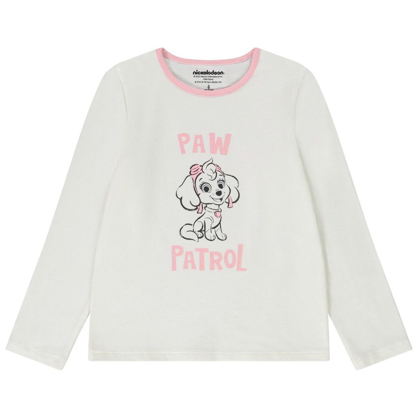 T-shirt manches longues en jersey print Pat'Patrouille pour fille - Ecru