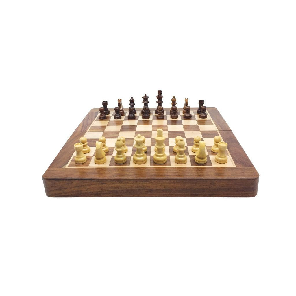 Jeu d'échecs pliable 38 cm en Acacia n°3