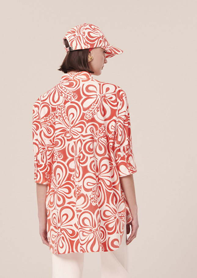 Top Tallulahécrue à motif graphique corail