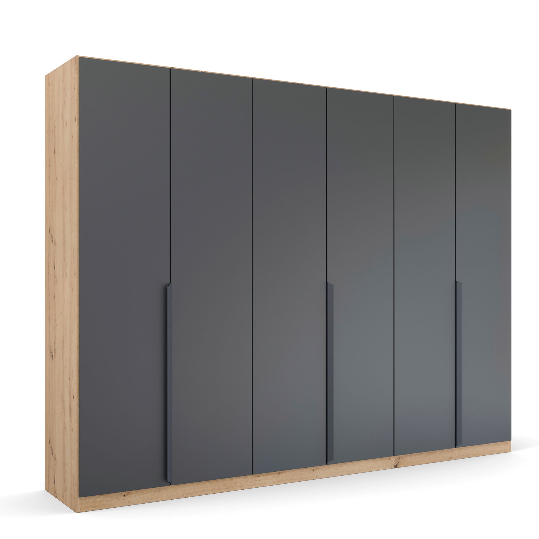 Drehtürenschrank - grau metallic - Artisan Eiche- 271 cm