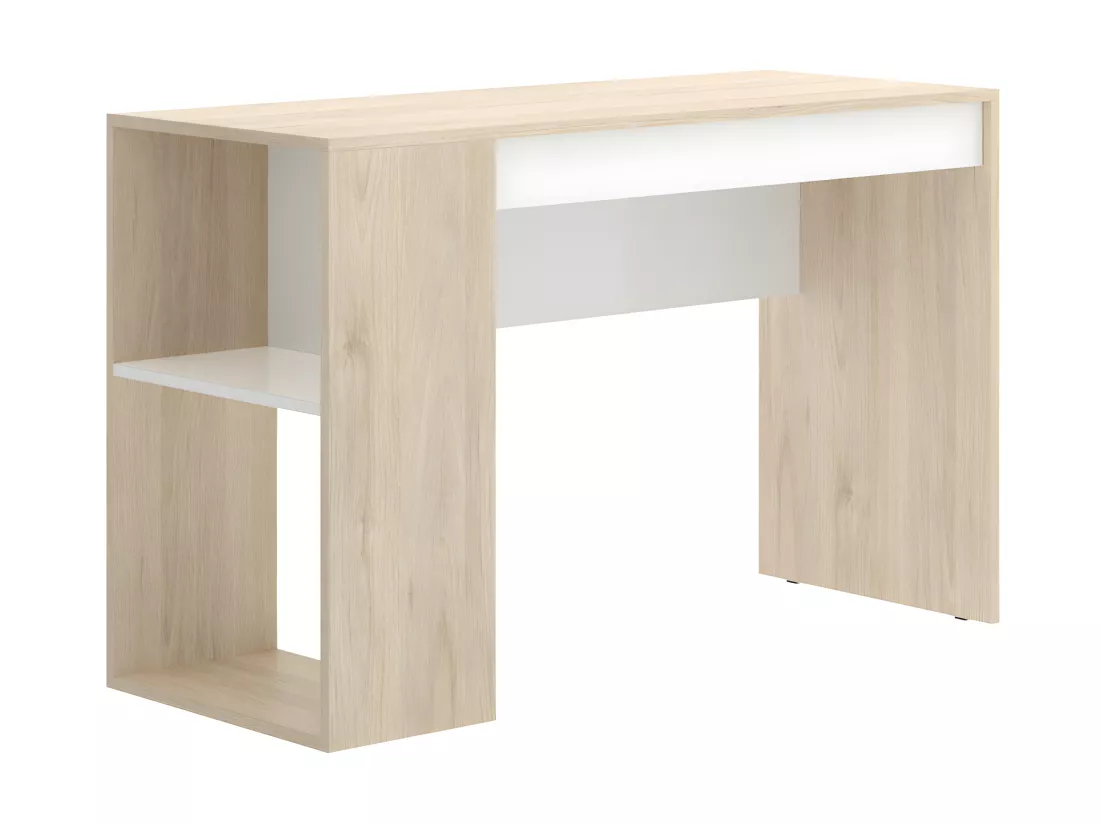 Bureau avec rangements INES - Coloris : Chêne et Blanc