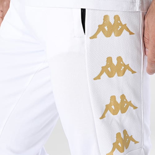 Pantalon Jogging A Bandes Gaston 331G67W Blanc Doré