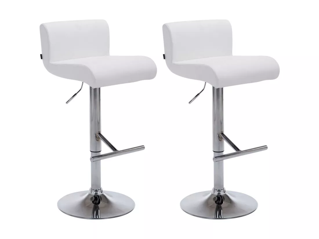 Lot de 2 Tabouret de bar - Similicuir & Blanc - Blanc - California