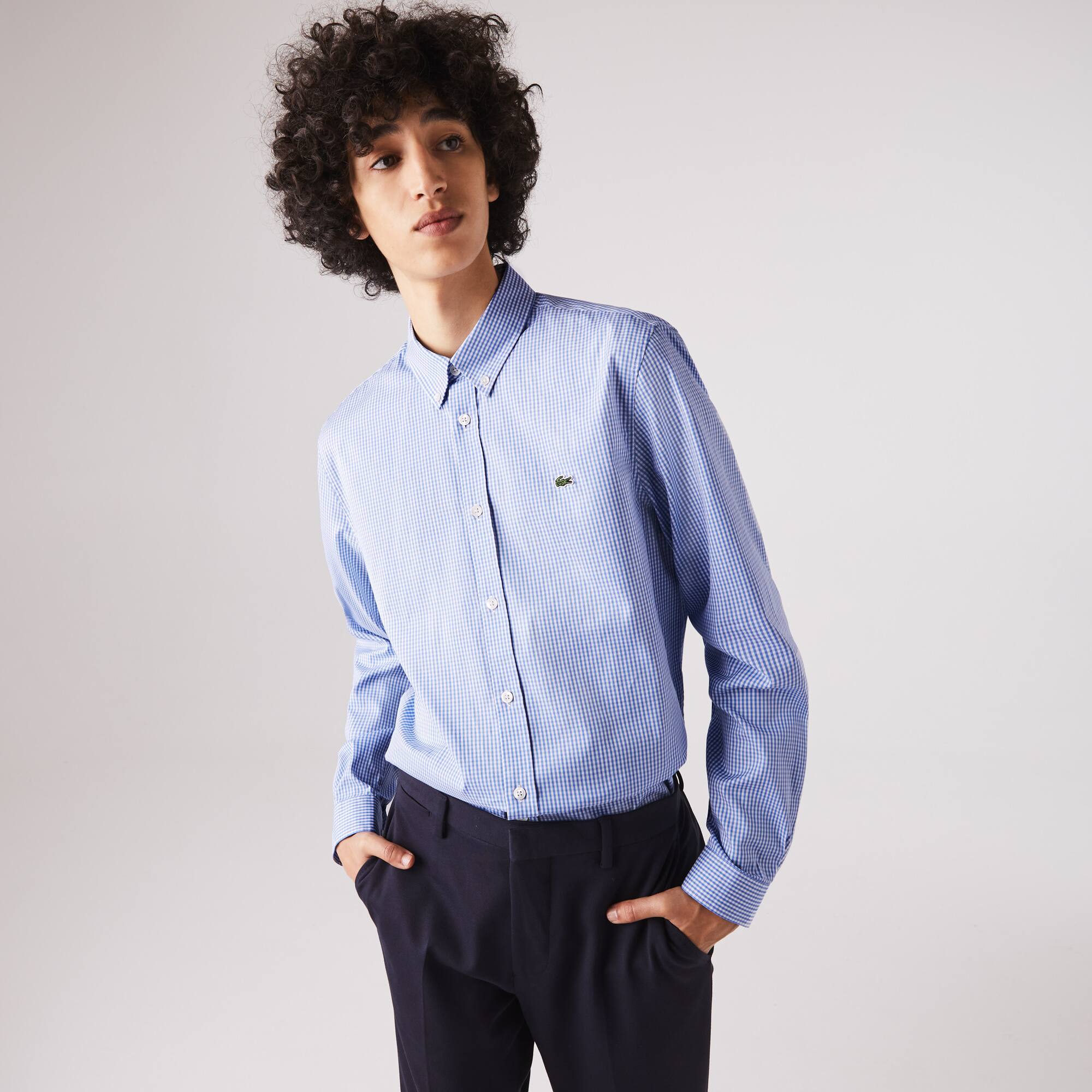 Regular Fit Herren-Hemd aus Premium-Baumwolle mit Karos Lange Armel - Blau - Lacoste - Herren