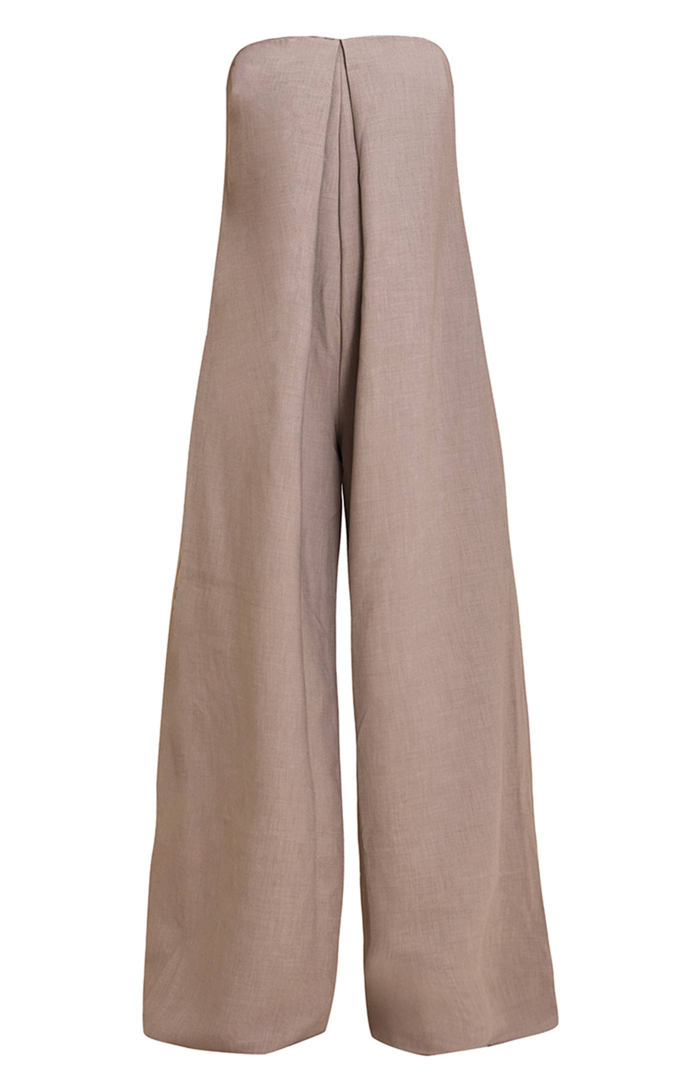 Gris Pierre Combinaison Pantalon Large Bandeau À Détails Plissés Plt Label