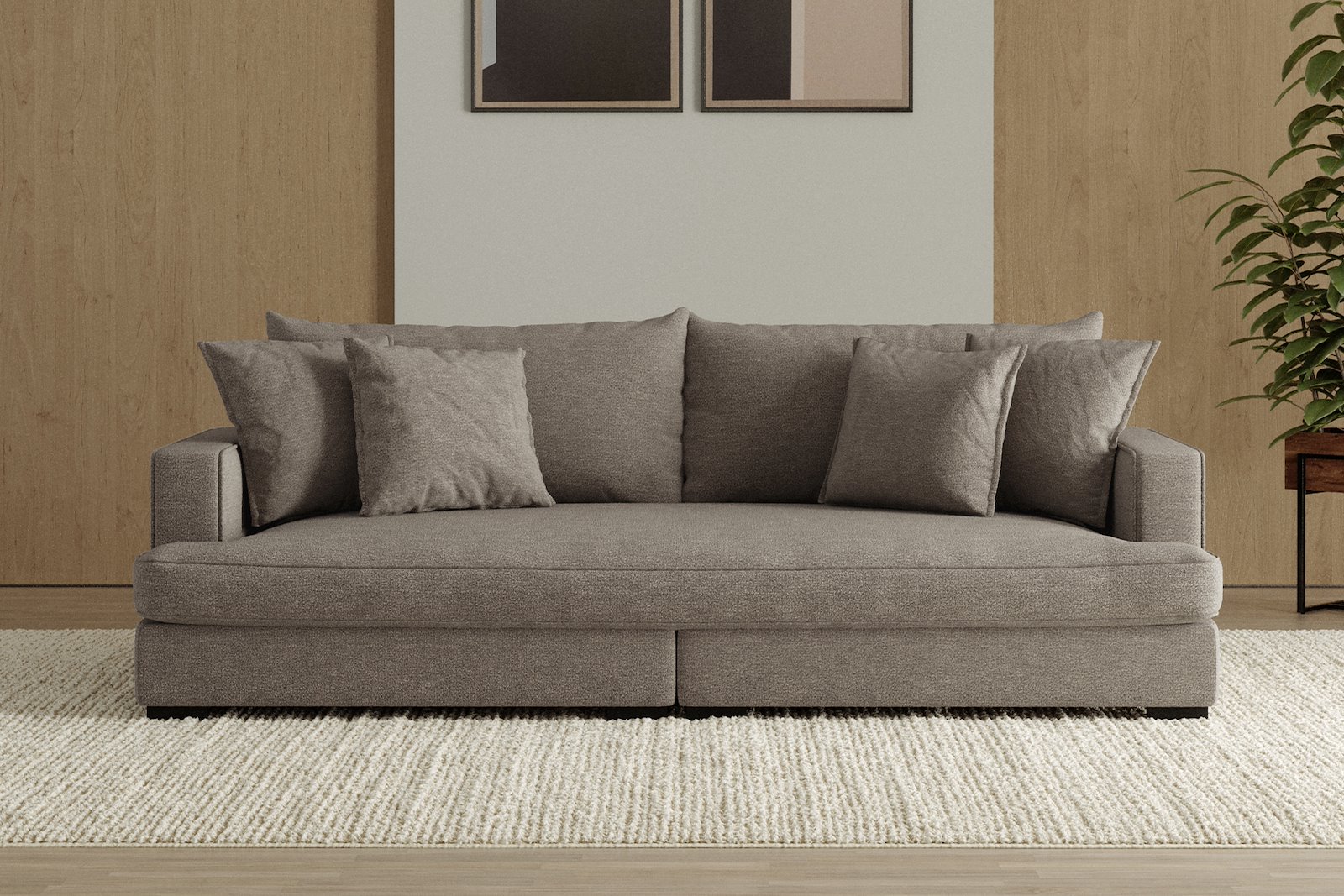 Rossi 3-seter sofa (1 setepute) Tekstil Beatto 1023 Grønn Grå, arm A med sorte ben. Std. Komfort.