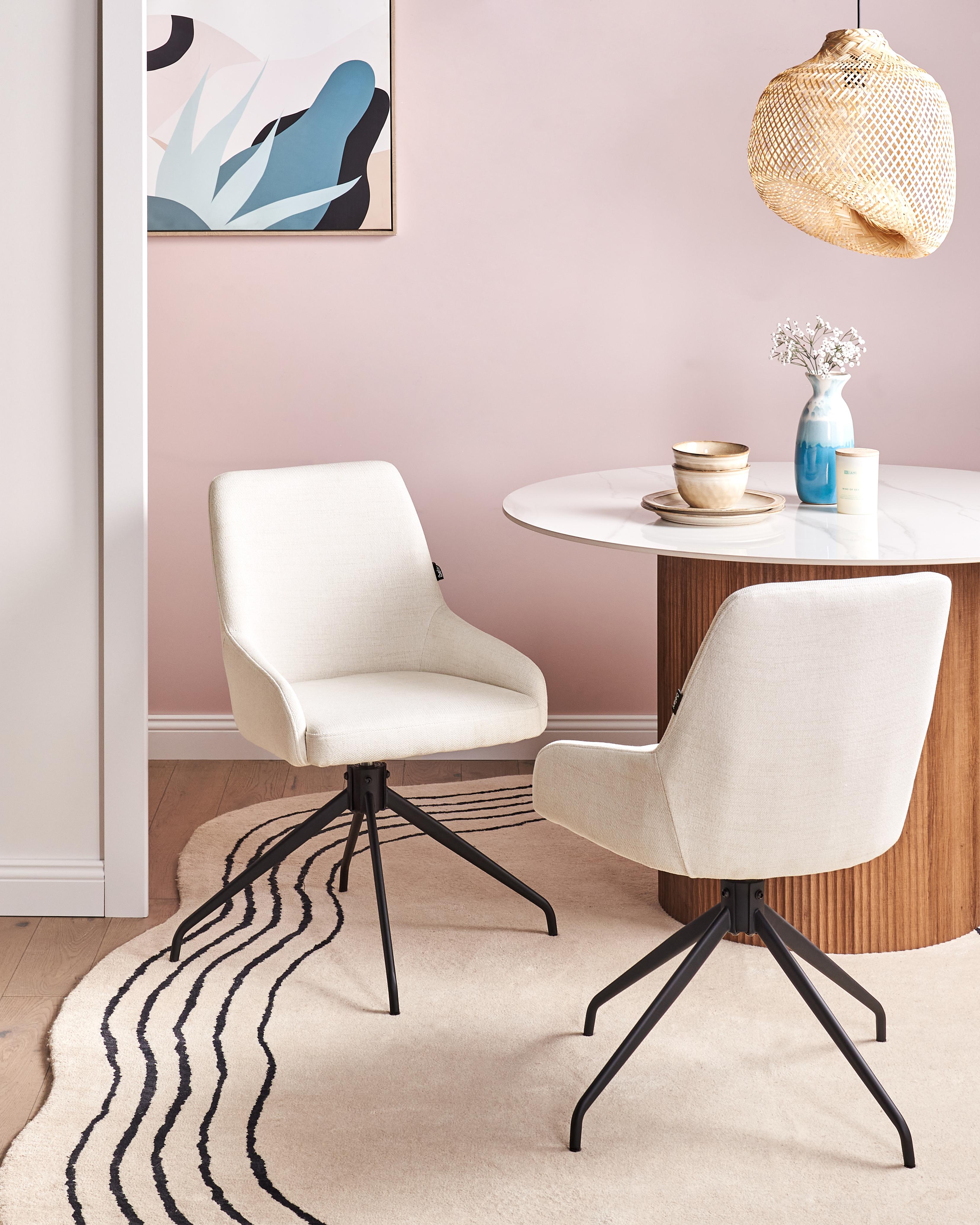 Set van 2 eetkamerstoelen draaibaar JENNER Stof Gebroken wit