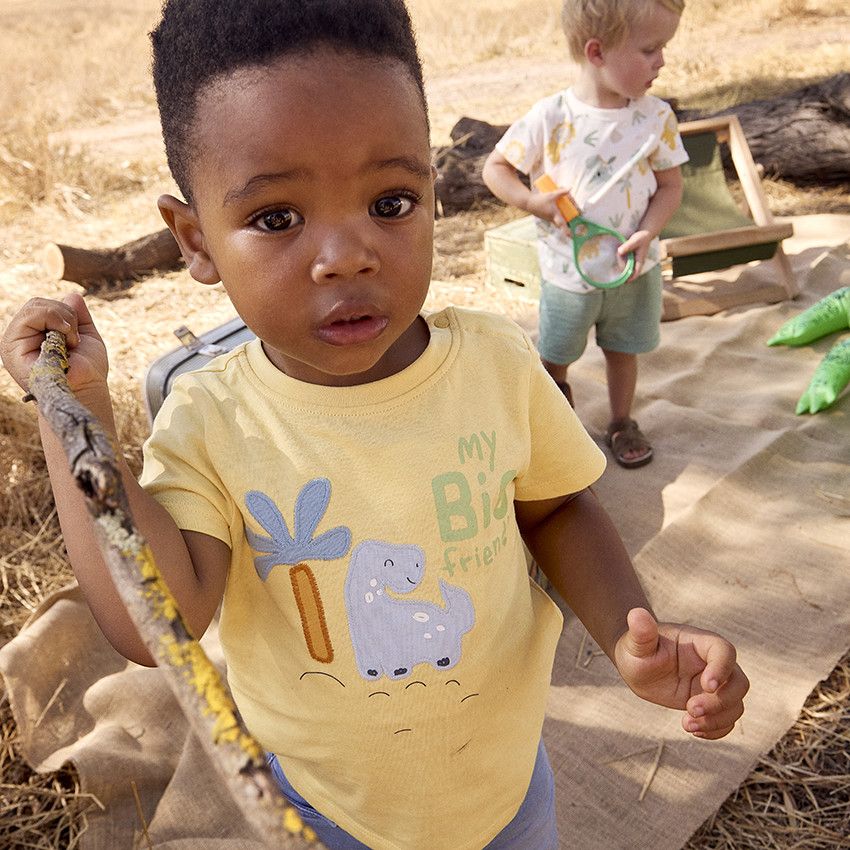 T-shirt manches courtes fantaisie dinosaure pour bébé garçon - Jaune