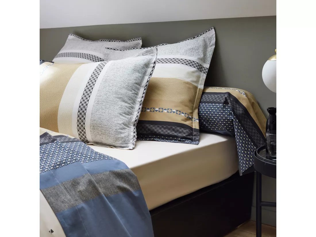 Taie de traversin 240x43 cm percale coton MARLOW acier