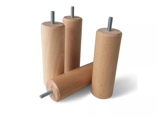 BELLECOUR LITERIE | Jeu de pieds de lit cylindriques en bois Hauteur 10 cm (lot de 4)