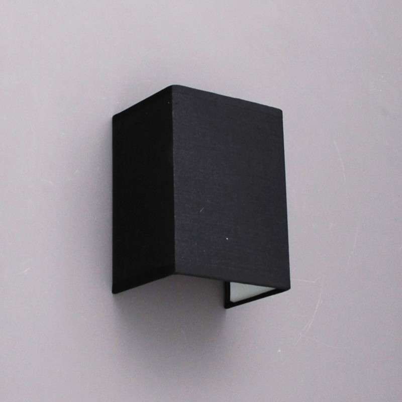 Landelijke wandlamp zwart met stoffen kap - Vete