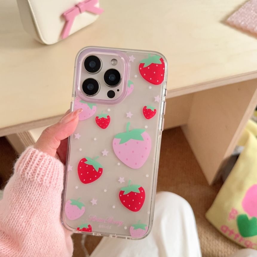 Pixel Dream - Aardbeien telefoonhoesje - Apple iPhone 16 Pro Max / 16 Pro / 16 Plus / 16 / 15 Pro Max / 15 Pro / 15 Plus / 15 / 14 Pro Max / 14 Pro / 14 Plus / 14 / SE / 13 Pro Max / 13 Pro / 13