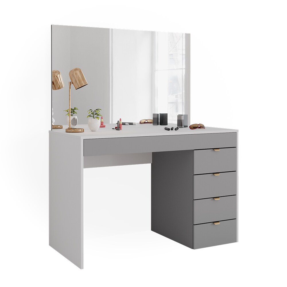 Vicco Schminktisch Elise Weiß Grau 115 x 76 cm modern Frisiertisch Schubladen Spiegel