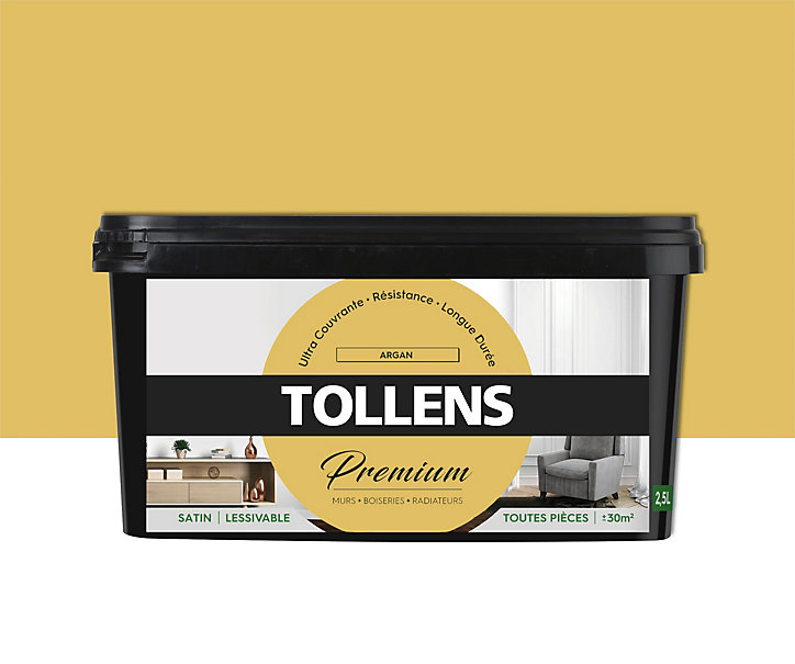 Peinture Tollens premium murs, boiseries et radiateurs argan satin 2,5L