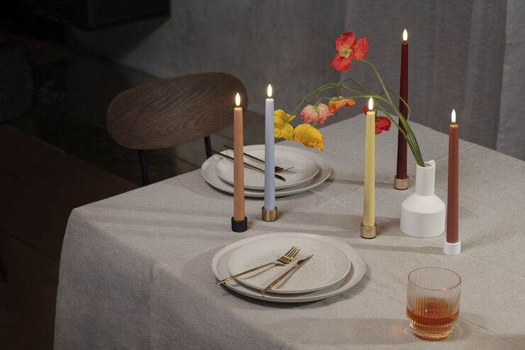 Uyuni LED taper candle, Terracotta, smooth, 2-pack, 2,3x25 cm Terracotta