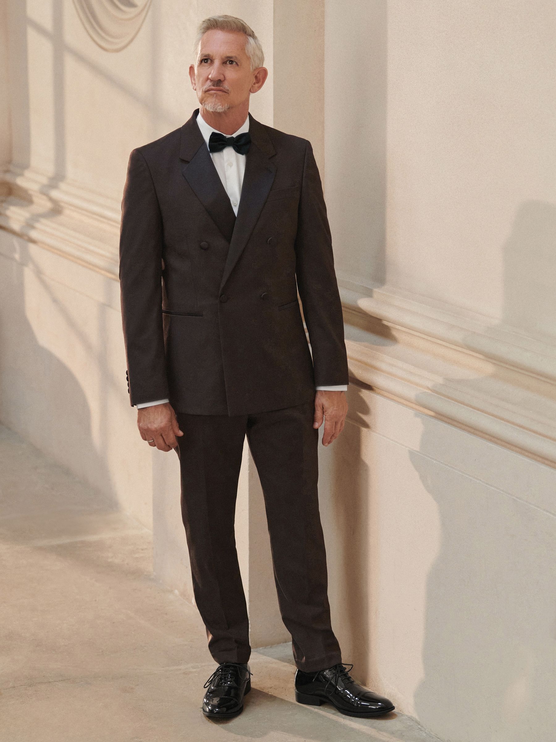 Bruin - Slim fit smoking colbert met dubbele knopenrij