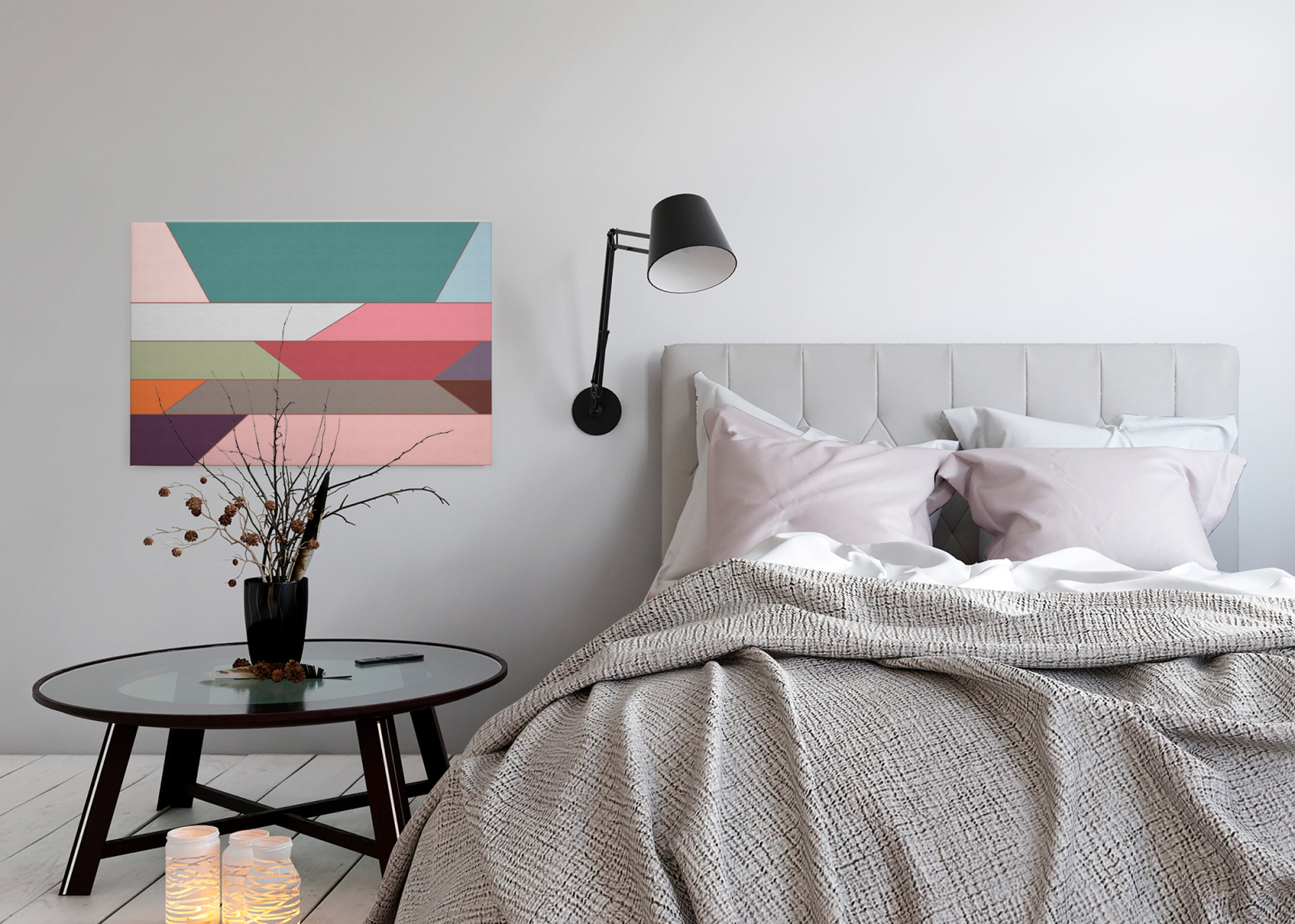 Leinwandbild GEOMETRISCHE MUSTER - bunt-grün - 90x60 cm