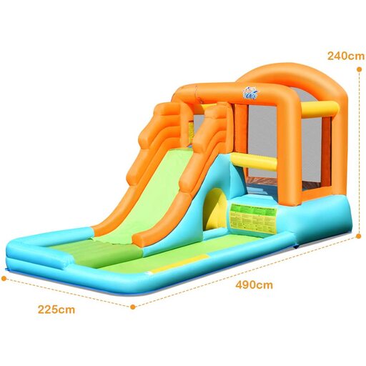 Castelo inflável com escorregador para parque aquático, 490 x 225 x 240 cm