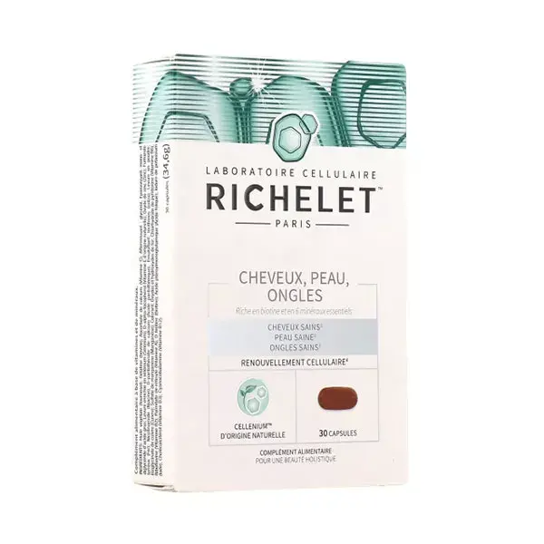 RICHELET Suplemento Alimentar para Cabelo, Pele e Unhas, 30 Cápsulas