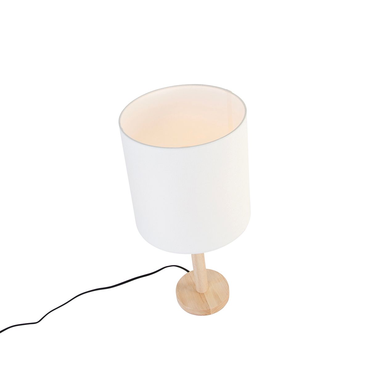 Landelijke tafellamp hout met witte kap - Mels