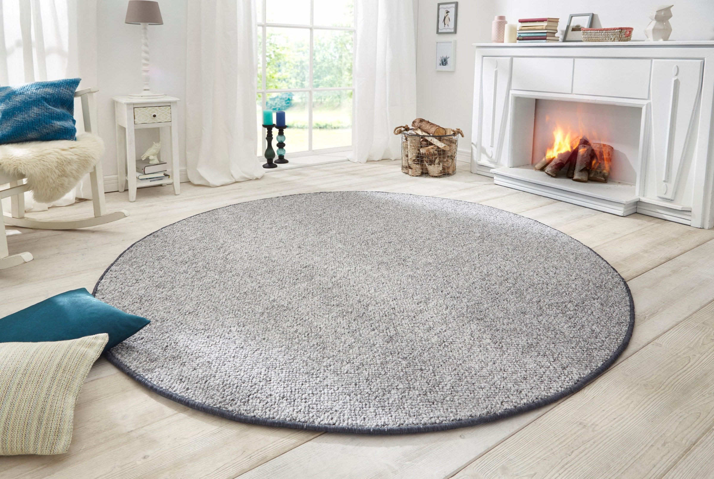 HANSE Home Teppich »Wolly 2« rund 12 mm Höhe Flachgewebe, Skandi, Woll-Optik, Esszimmer, Wohnzimmer, Flur