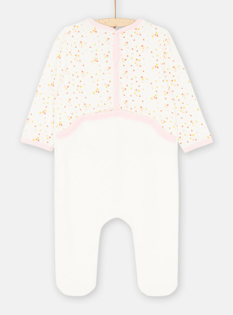 Grenouillère blanche et rose à motifs petits curs