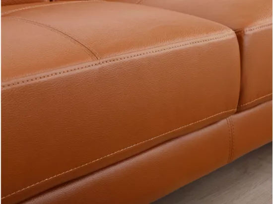 Canapé d'angle gauche en cuir premium camel EXCELSIORA