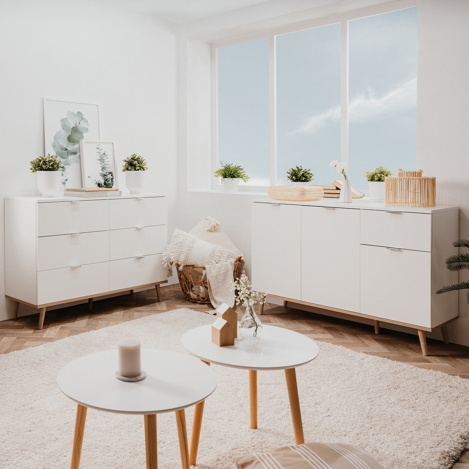 Sideboard GÖTEBORG - weiß-Sonoma Eiche - 120 cm breit