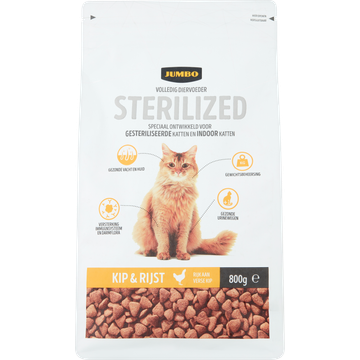 Jumbo Volledig Diervoeder Katten Gesteriliseerd Kip & Rijst 800 g