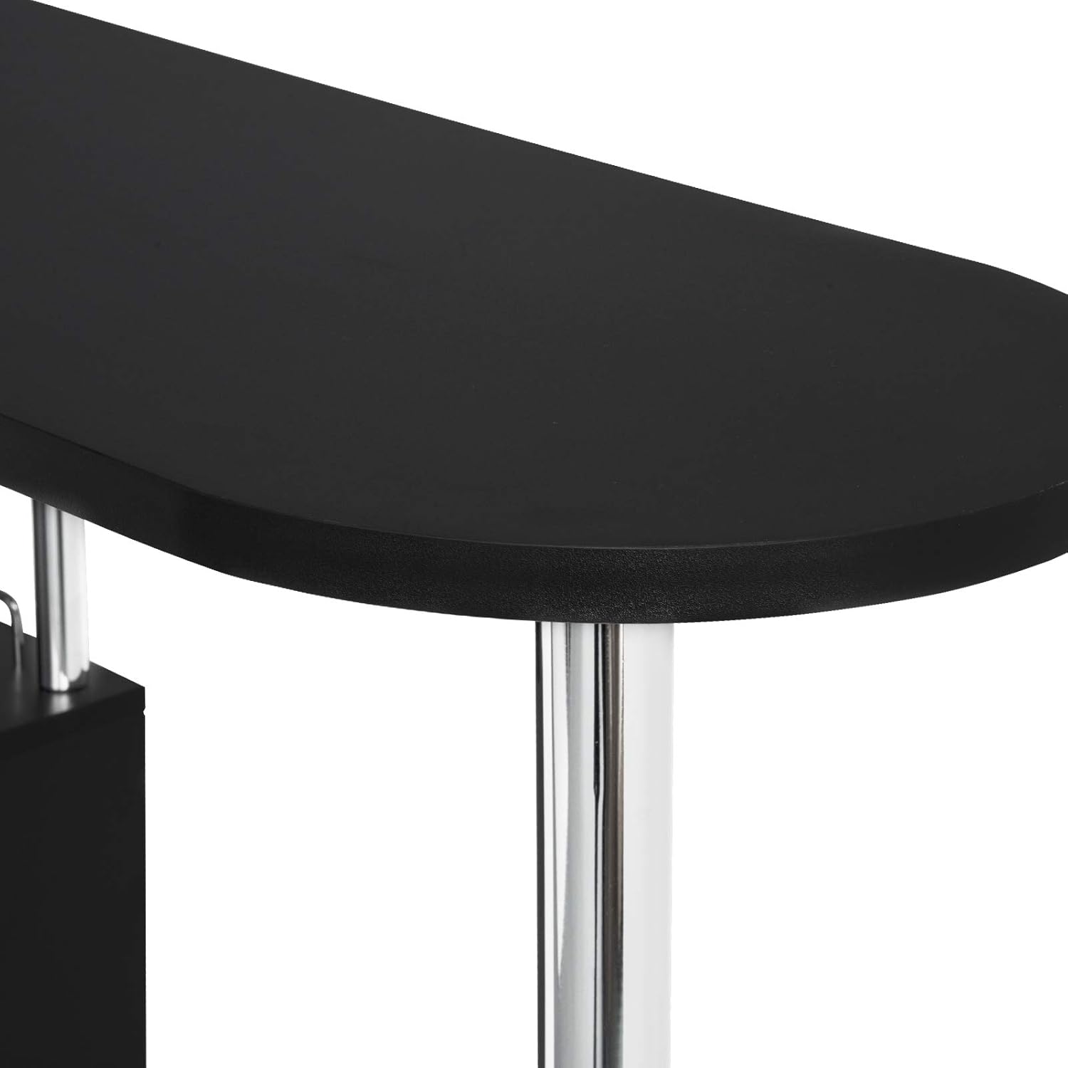WOLTU S-förmiger Bartisch mit Stauraum, Stehtisch mit Weinregale, Bistrotisch aus Metall & Holz, Bartheke Tresentisch für Küche Bar Wohnzimmer, 113 x 40 x 105cm, Schwarz